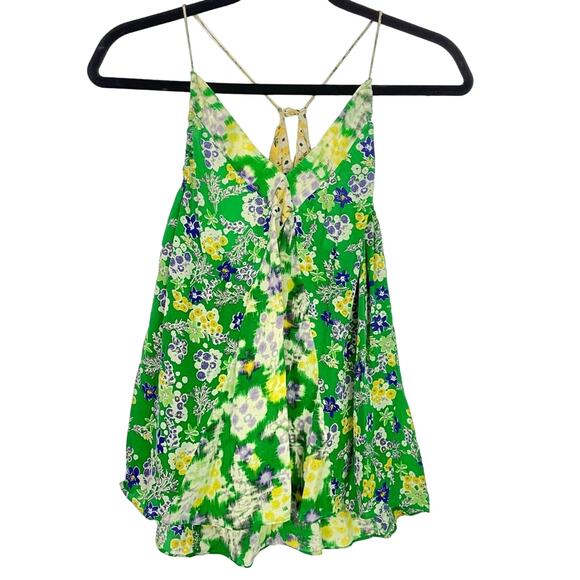 Rebecca Taylor | Silk Blouse Tank Top Green Yellow Purple Small - Picture 2 of 10